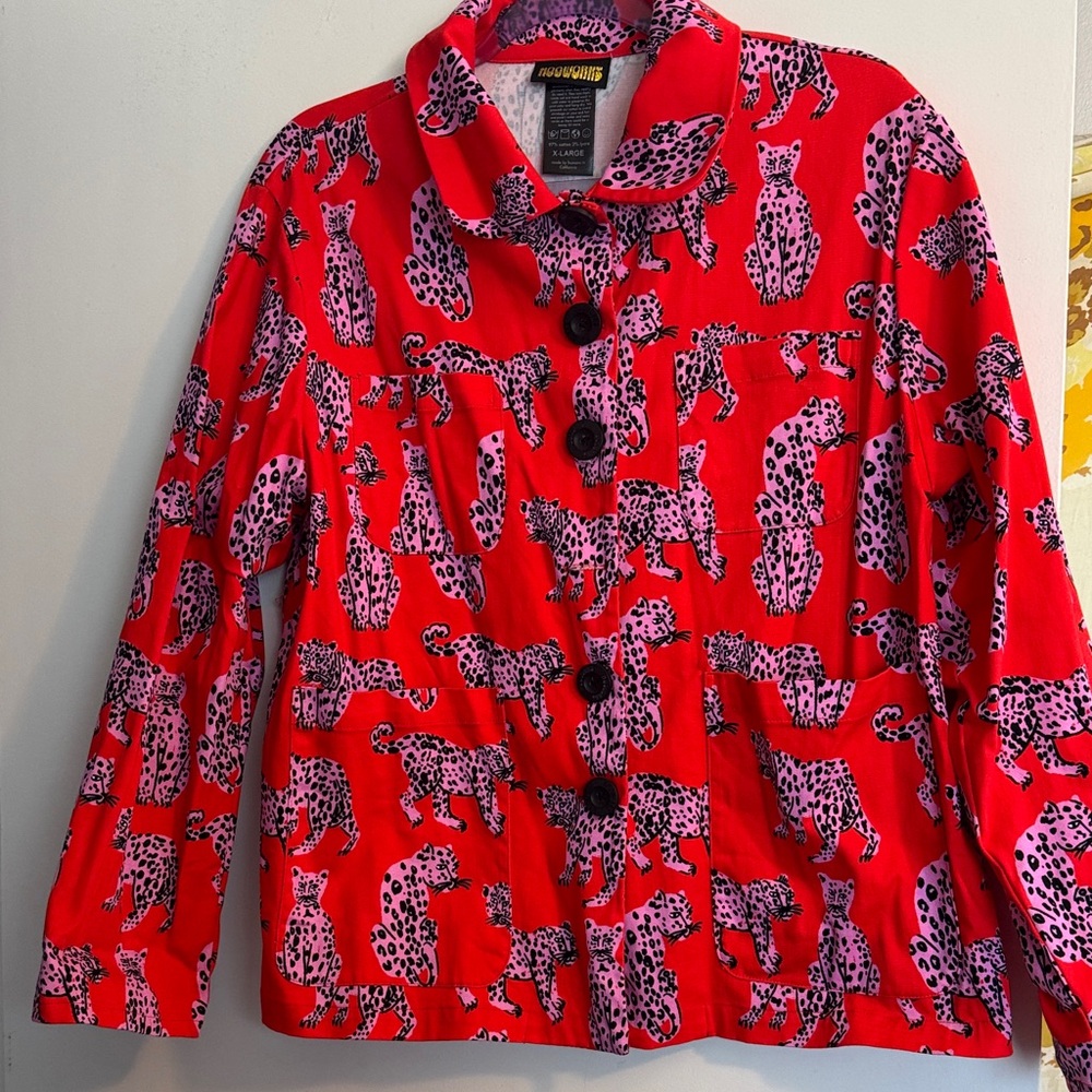 Nooworks Chore coat Bold Red Leopard-Print